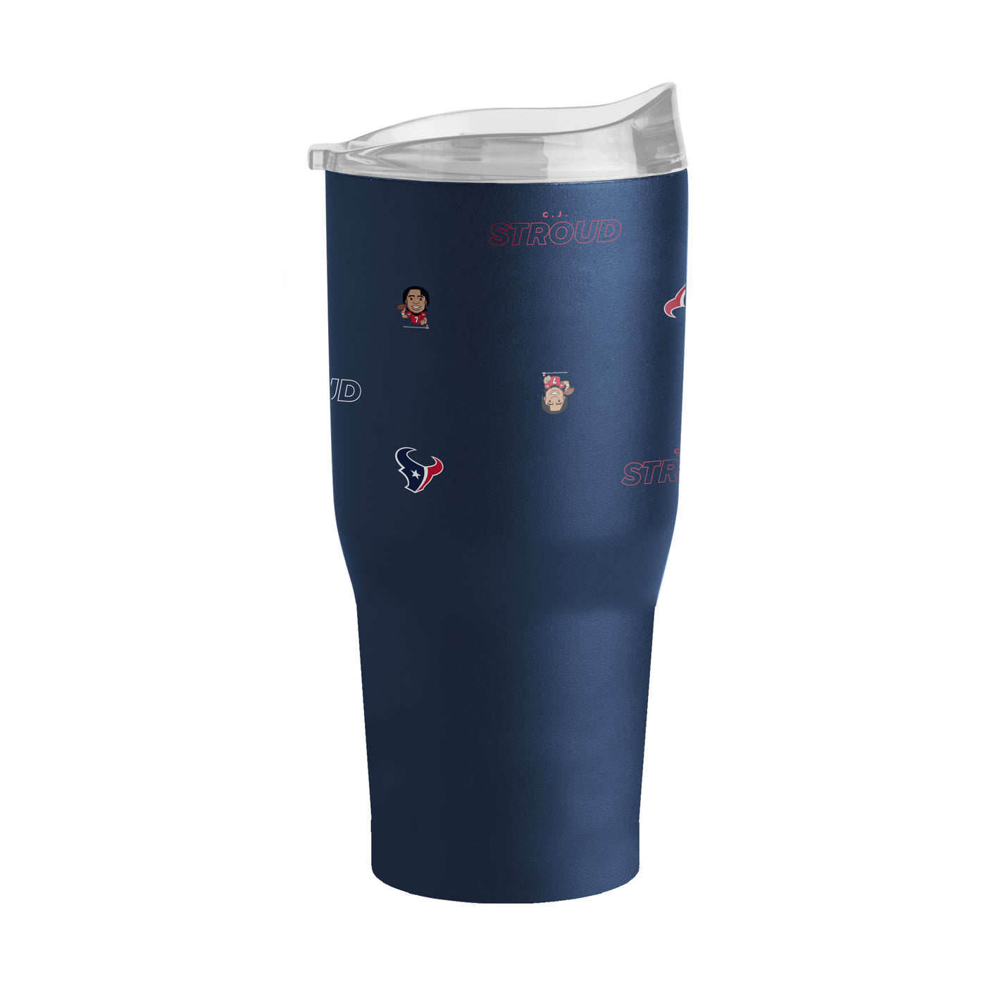 Houston Texans CJ Stroud Caricature Step And Repeat 30oz Powder Coat Tumbler