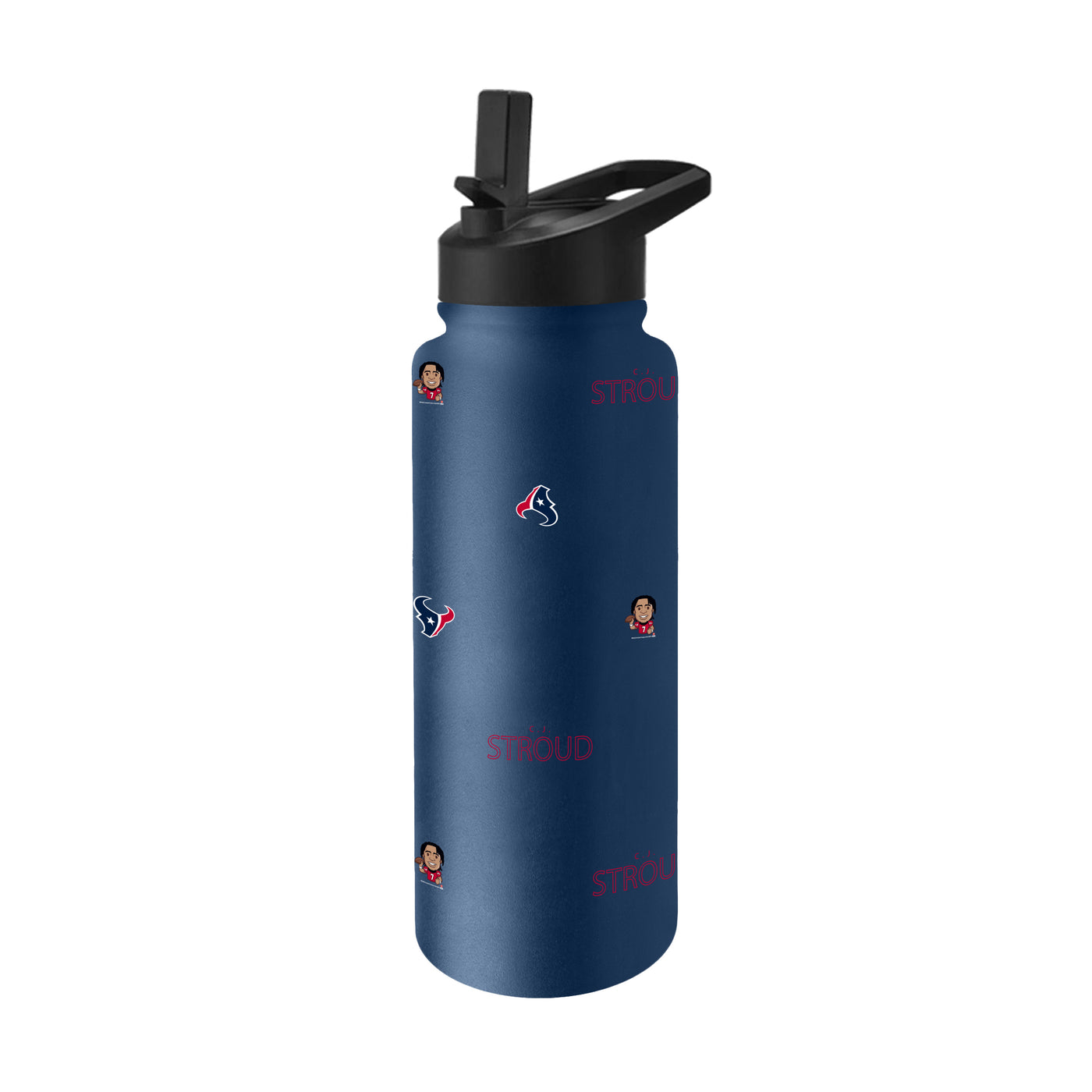Houston Texans CJ Stroud Caricature Step And Repeat 34oz Quencher Bottle