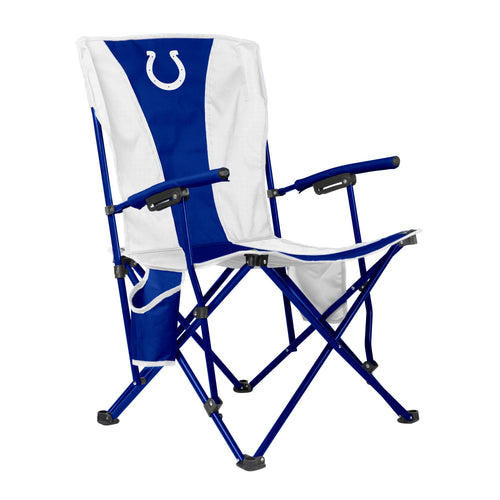 Indianapolis Colts Big Boy Hard Arm Chair in blue with team logo, sturdy furniture piece with padded armrests and team branding.