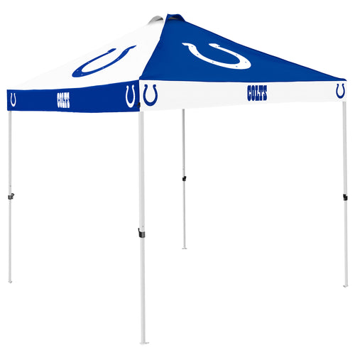 Indianapolis Colts checkerboard canopy shelter by Logo Brands, featuring team colors and logo for outdoor game days.