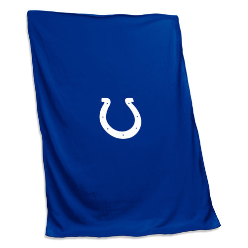Indianapolis Colts sweatshirt blanket by Logo Brands, featuring team logo and design, soft fabric for cozy comfort.