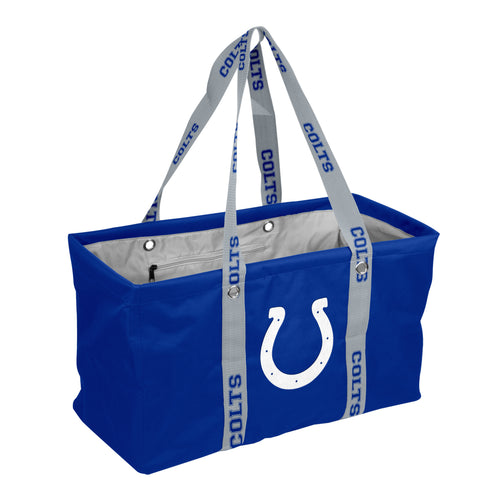 Indianapolis Colts picnic caddy bag with carrying strap, featuring team logo and multiple compartments for outdoor essentials.
