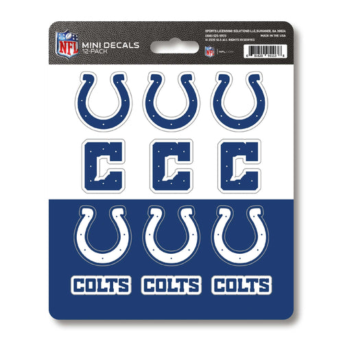 Set of 12 Indianapolis Colts mini decal stickers featuring team logo designs, perfect for fans and collectibles.