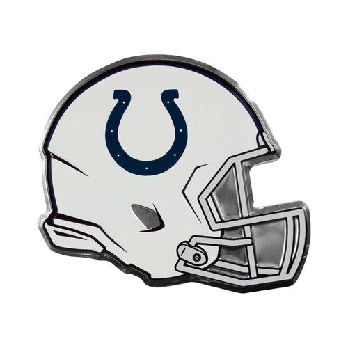 Indianapolis Colts embossed helmet emblem by Logo Brands, featuring detailed team logo and design for NFL fan memorabilia.