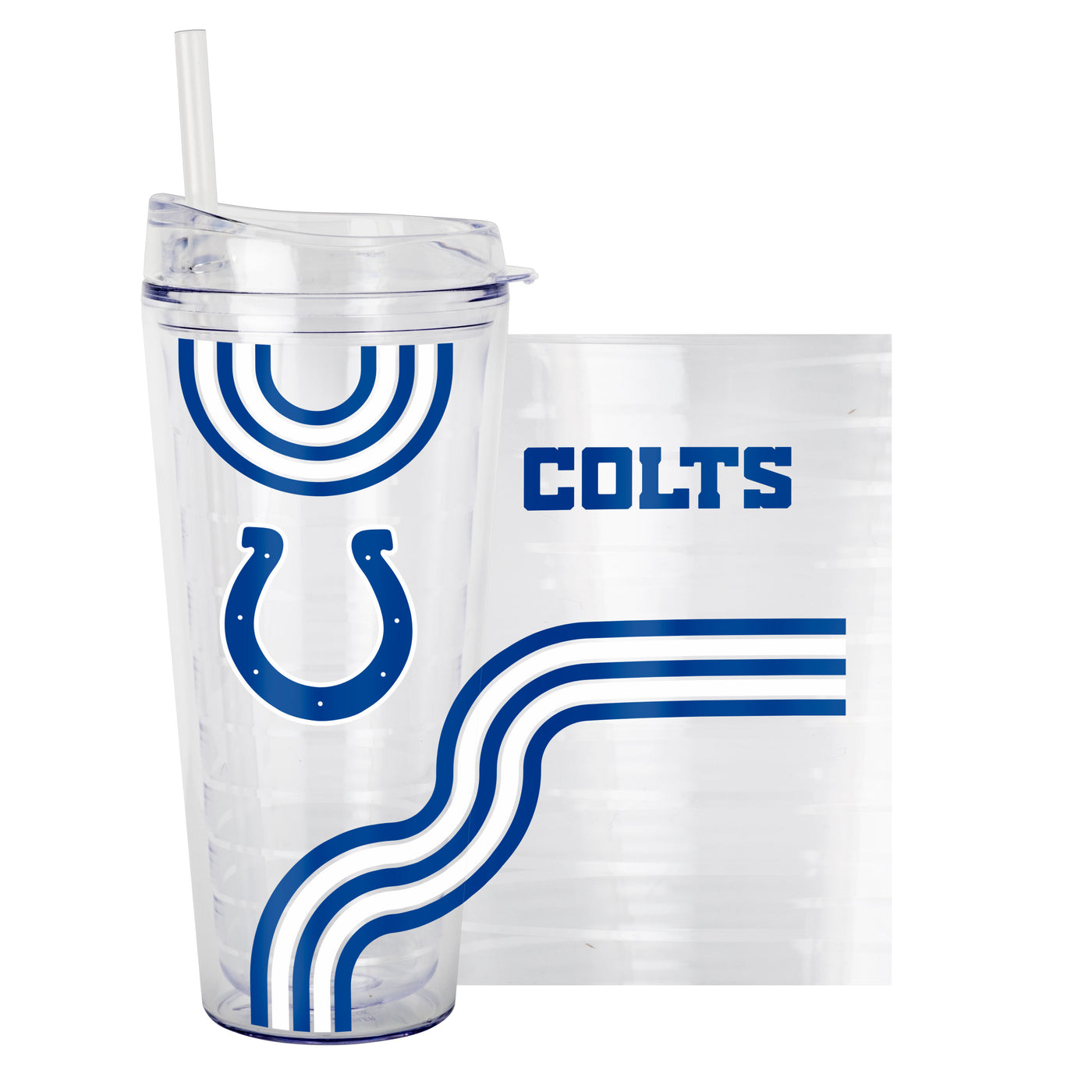 Indianapolis Colts 22oz Waves Dbl Wall Clear Tumbler