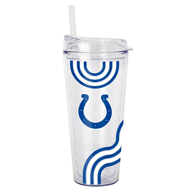 Indianapolis Colts 22oz Waves Dbl Wall Clear Tumbler