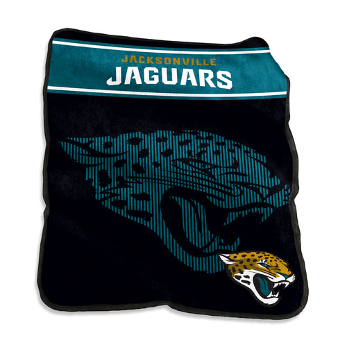 Jacksonville Jaguars 60x80 Raschel throw blanket with team logo, soft, cozy, ideal for fans and home decor.
