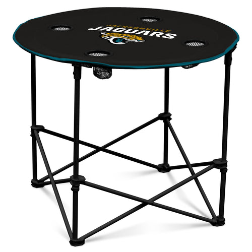 Jacksonville Jaguars round table by Logo Brands, featuring team logo and vibrant colors, ideal for game room or sports fan decor.