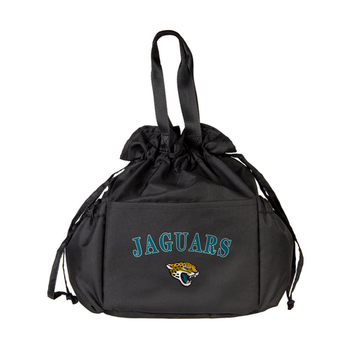 Jacksonville Jaguars drawstring lunch cooler by Logo Brands, eco-friendly insulated cooler bag with team logo and adjustable drawstring.