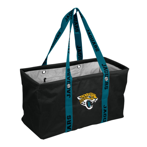 Jacksonville Jaguars picnic caddy bag with carrying strap, featuring team logo and multiple compartments for outdoor essentials.