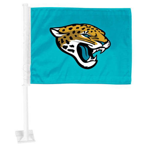 Jacksonville Jaguars NFL auto flag by Logo Brands, featuring team logo and colors for car window display.