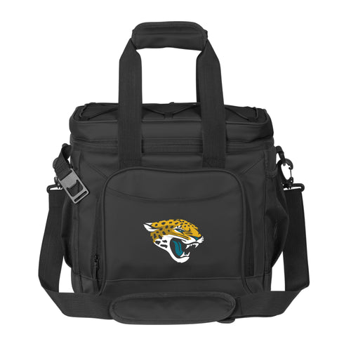 Jacksonville Jaguars 24-can flex cooler by Logo Brands, with team logo and durable carrying handle, ideal for outdoor events.