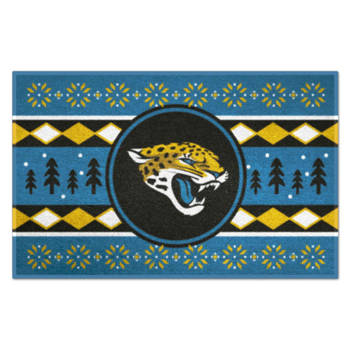 Jacksonville Jaguars holiday sweater starter mat by Logo Brands featuring NFL team logo and festive design.