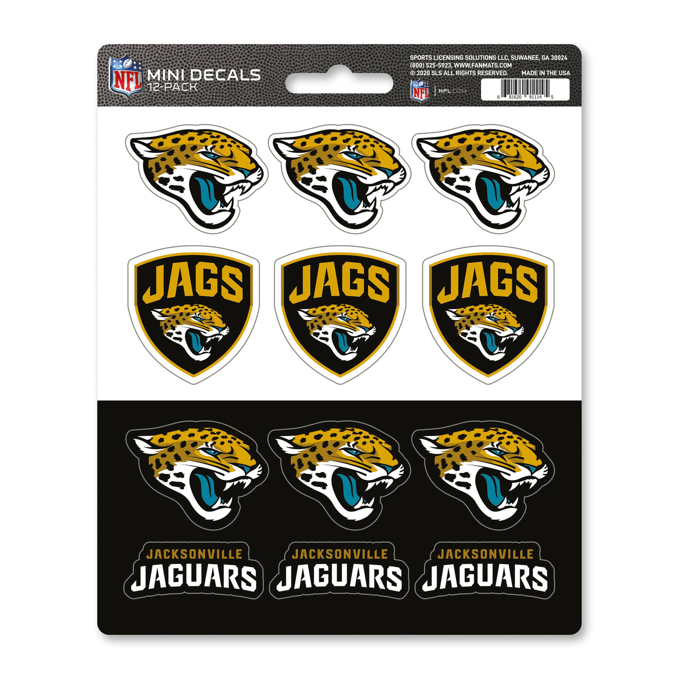 NFL - Jacksonville Jaguars Mini Decal 12-pk