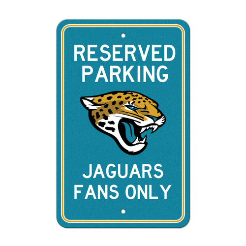 Jacksonville Jaguars Mancave parking sign by Logo Brands, featuring the team logo and bold design for sports fan decor.