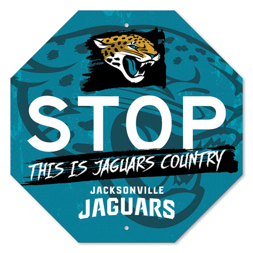 Jacksonville Jaguars NFL Mancave sign featuring the team logo and "Stop Flat" message, perfect for sports-themed decor.