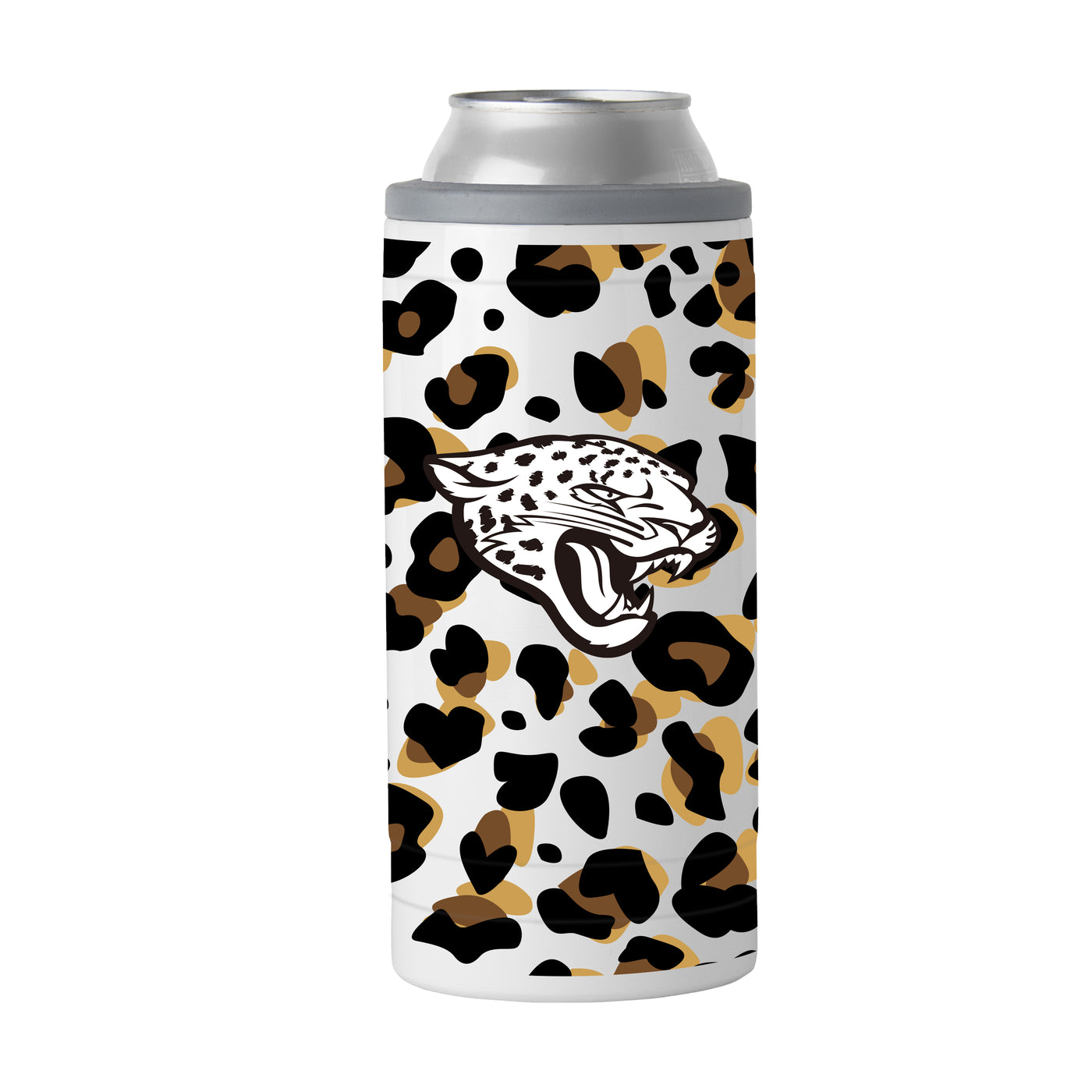 Jacksonville Jaguars 12oz Neutral Leopard Slim Can Coolie