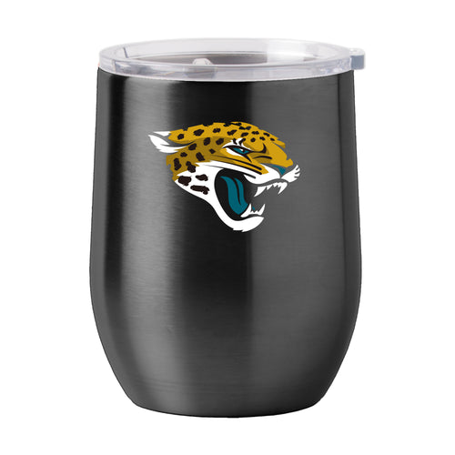Jacksonville Jaguars 16oz Gameday stainless steel curved beverage tumbler with team logo and design.