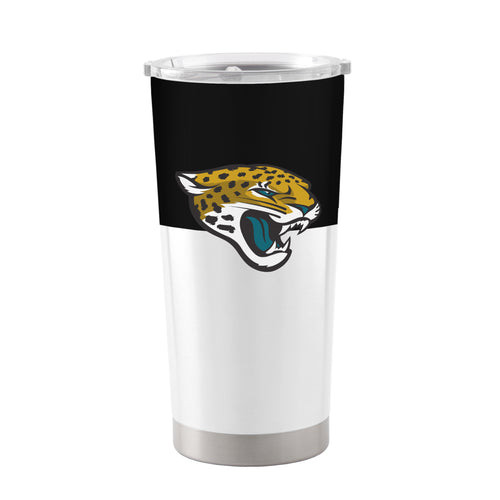 Jacksonville Jaguars colorblock 20oz stainless steel tumbler, durable drinkware with team logo and vibrant design.