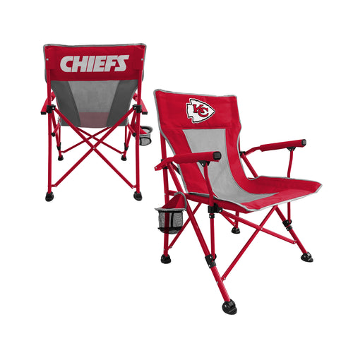 Kansas City Chiefs hard armchair with team logo, durable furniture piece for sports fans featuring red and white team colors.