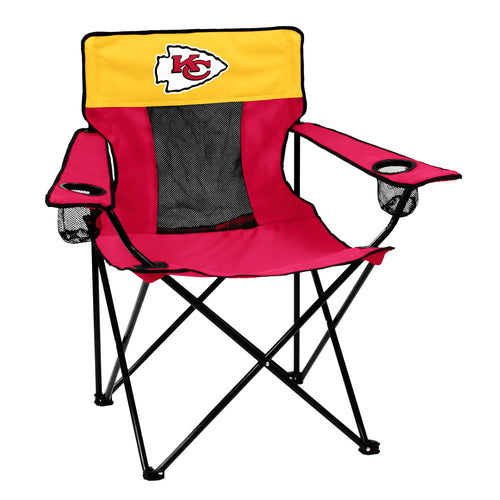Kansas City Chiefs Elite Chair by Logo Brands, black and red sports-fan furniture with team logo and comfortable design.