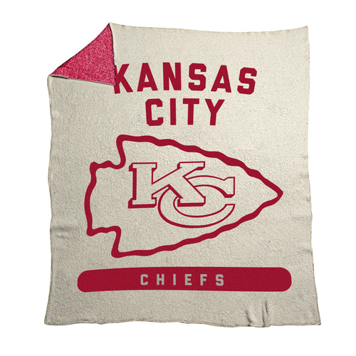 Kansas City Chiefs Prime Luxe Dreams throw blanket by Logo Brands with Chiefs logo and team colors, soft and cozy fabric.