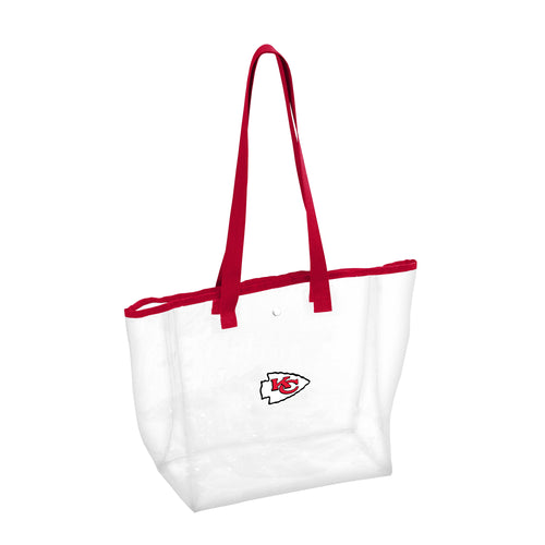 Kansas City Chiefs Stadium clear tote bag by Logo Brands, showing transparent design and team logo for game day accessories.