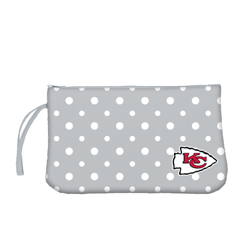 Kansas City Chiefs dot wristlet bag by Logo Brands featuring team logo and colorful design on a compact, stylish accessory.
