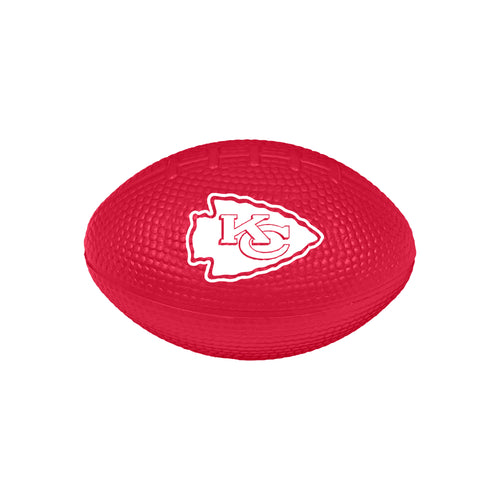 Kansas City Chiefs Stress Less football by Logo Brands, soft foam stress reliever with Chiefs logo and team colors.