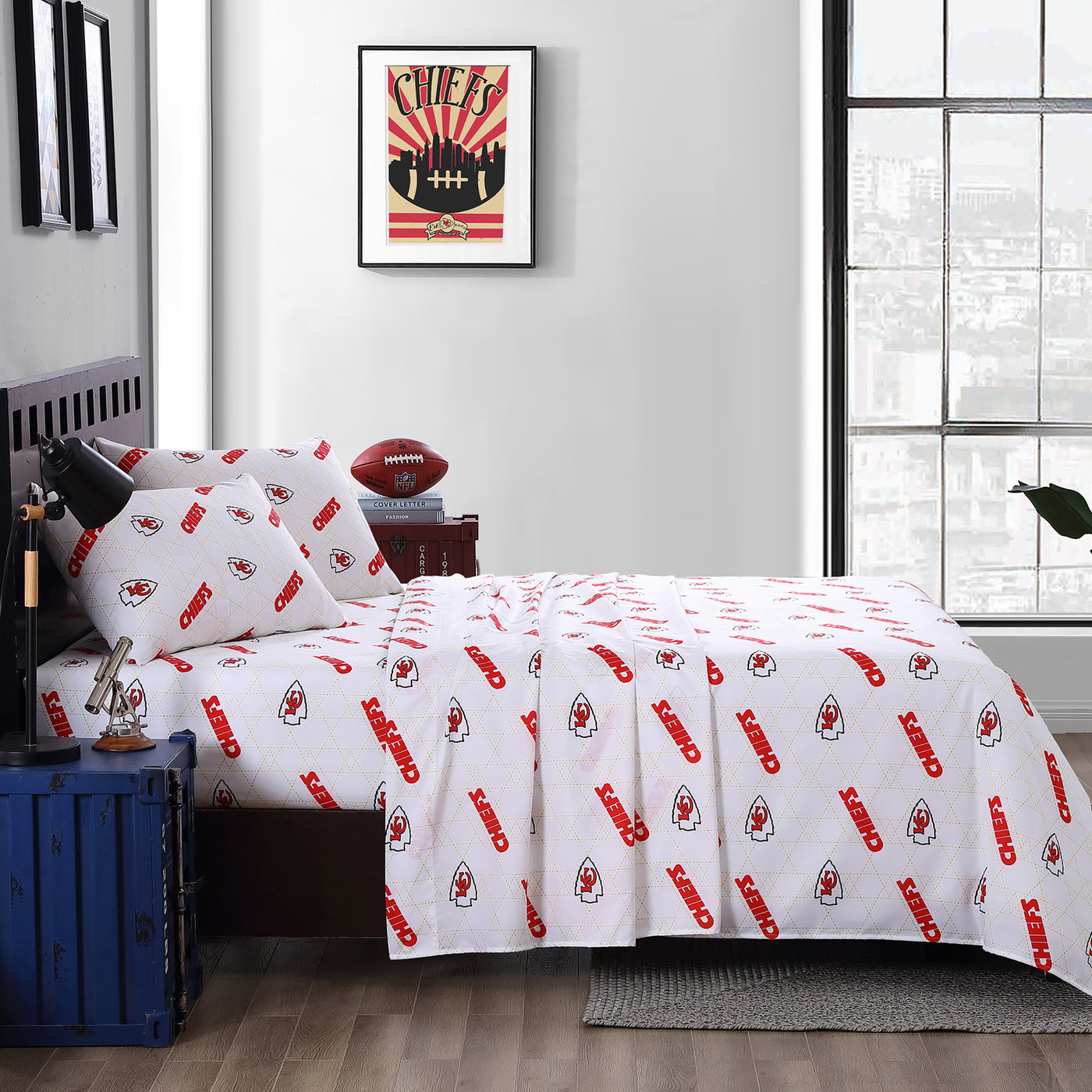 Kansas City Chiefs Command Sheet Set Queen - Logo Brands