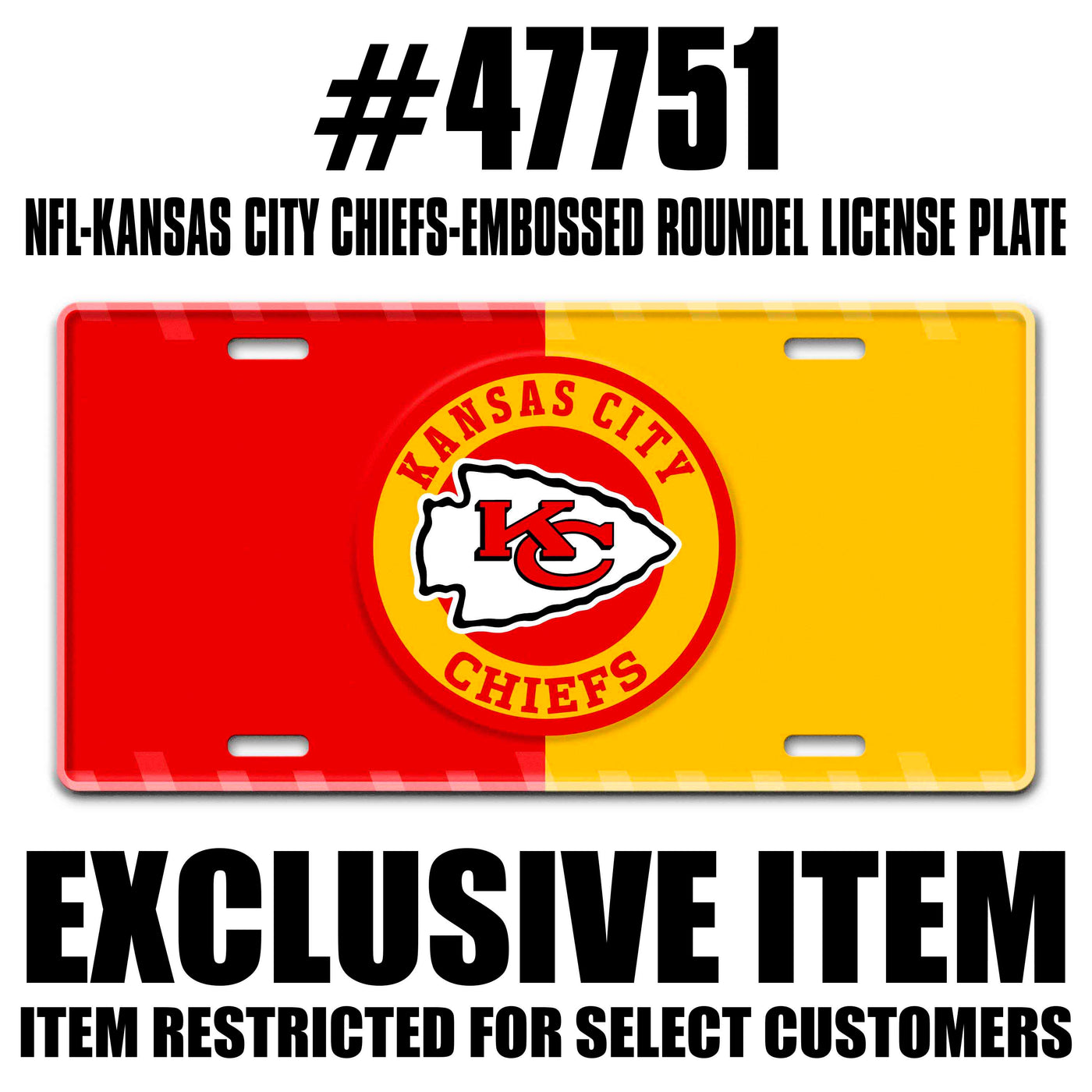 NFL - Kansas City Chiefs Embossed Roundel License Plate
