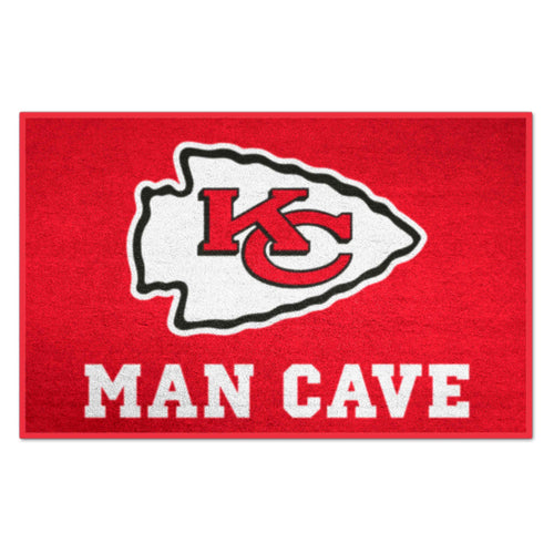 Kansas City Chiefs Man Cave starter mat by Logo Brands featuring Chiefs logo and team colors for NFL fan decor.