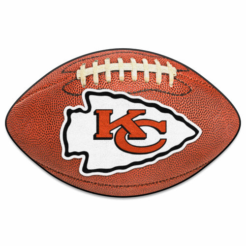 Kansas City Chiefs football mat by Logo Brands featuring team logo and colors, ideal for game day decor or fan display.