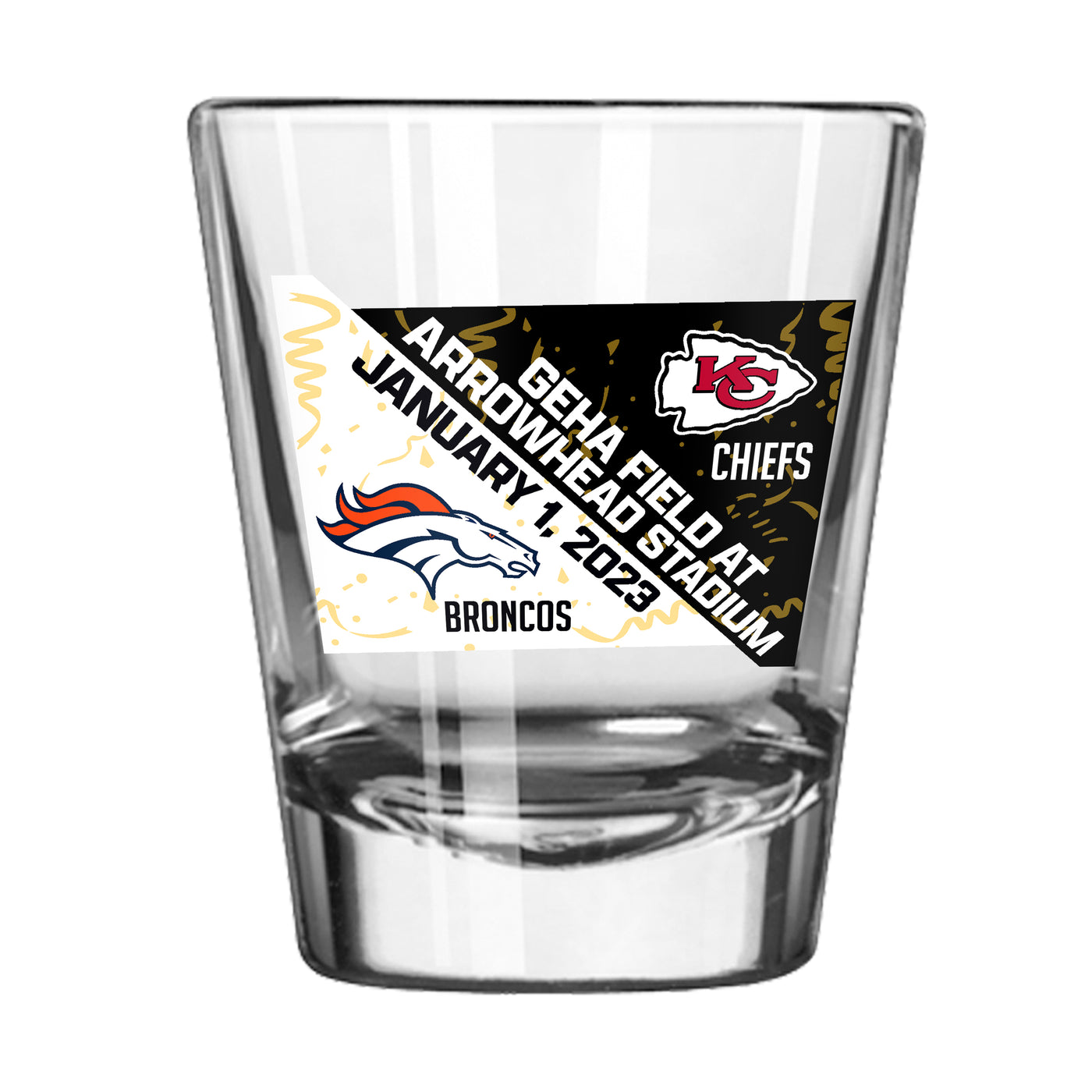 Kansas City Chiefs Week 17 Matchup 2oz Shot Glass