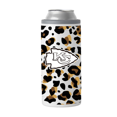Kansas City Chiefs 12oz Neutral Leopard Slim Can Coolie