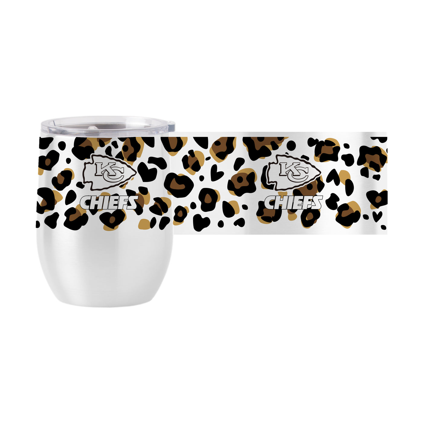 Kansas City Chiefs 16oz Neutral Leopard Stainless Curved Beverage