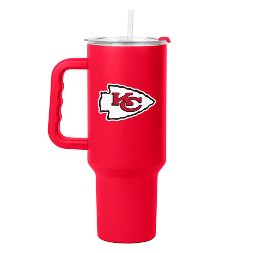 Kansas City Chiefs 40oz Flipside Powder Coat Tumbler with team logo, durable drinkware for fans, in vibrant red and black colors.