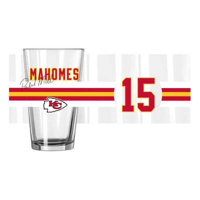 KC Chiefs Patrick Mahomes 16oz Stripe Pint Glass