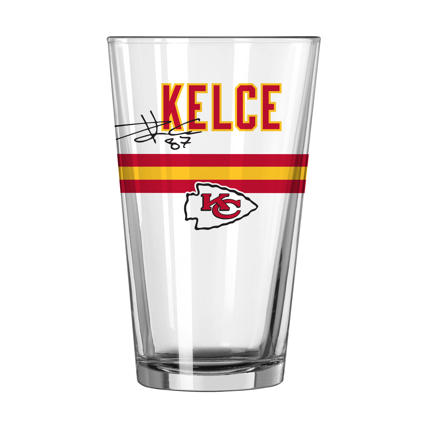 KC Chiefs Travis Kelce 16oz Stripe Pint Glass