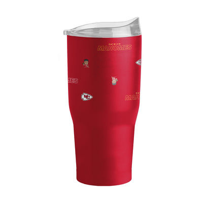 Kansas City Chiefs Patrick Mahomes Caricature Step And Repeat 30oz Powder Coat Tumbler