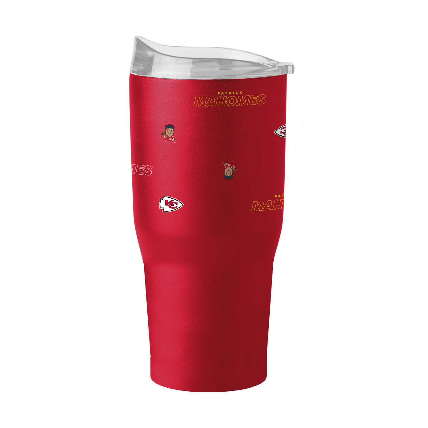 Kansas City Chiefs Patrick Mahomes Caricature Step And Repeat 30oz Powder Coat Tumbler