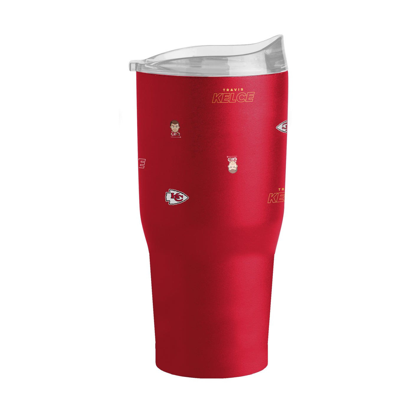 Kansas City Chiefs Travis Kelce Caricature Step And Repeat 30oz Powder Coat Tumbler