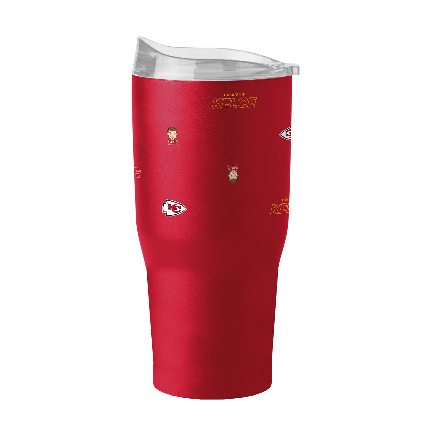 Kansas City Chiefs Travis Kelce Caricature Step And Repeat 30oz Powder Coat Tumbler