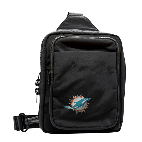 Miami Dolphins Dash Pack bag by Logo Brands featuring team logo and vibrant colors, designed for sports fans.