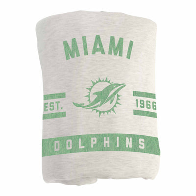 Miami Dolphins Oatmeal Sweatshirt Blanket - Logo Brands