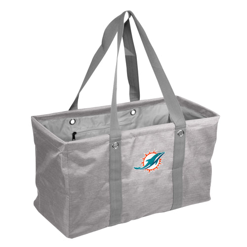 Miami Dolphins crosshatch picnic caddy bag with handles and compartments, designed for outdoor gatherings and food storage.