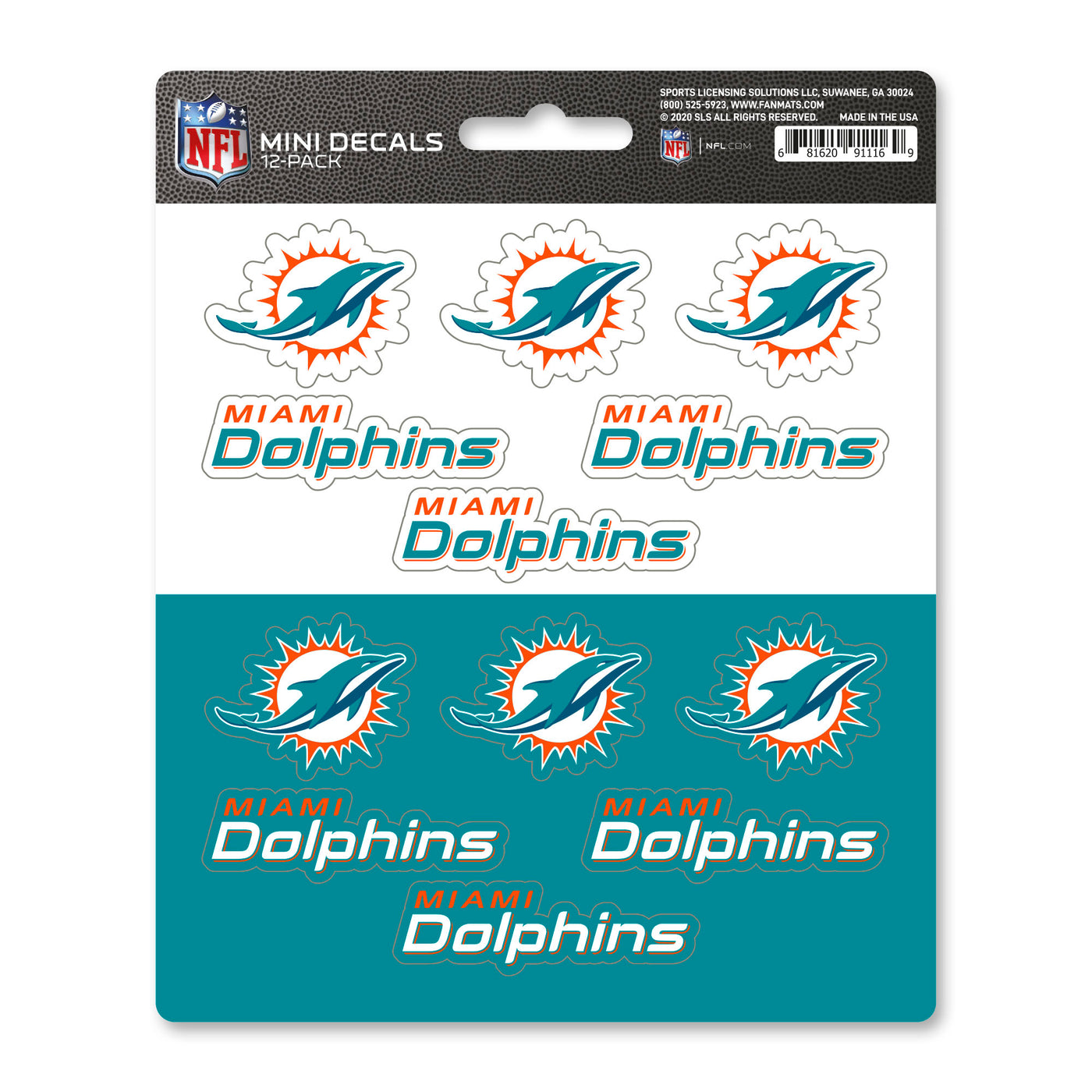 NFL - Miami Dolphins Mini Decal 12-pk