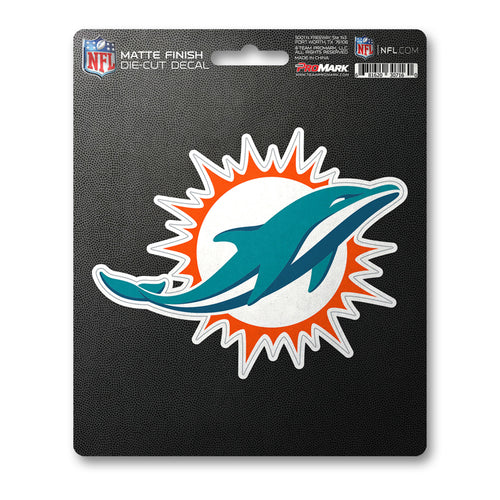 Miami Dolphins matte decal featuring team logo, ideal for fans to display on laptops, cars, or personal belongings.