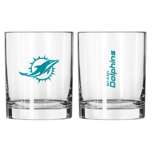 Miami Dolphins 14oz Gameday Rocks Glass featuring team logo and design, perfect for football fans and game day celebrations.