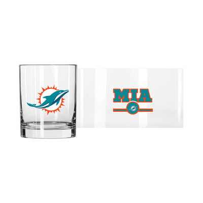 Miami Dolphins 14oz Letterman Rocks Glass